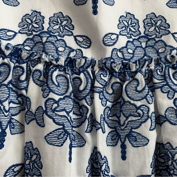 NEW N / Nicholas Embroidered Ruffle Mini Skirt  Blue White Size US 0 -RV $275 - Picture 4 of 9
